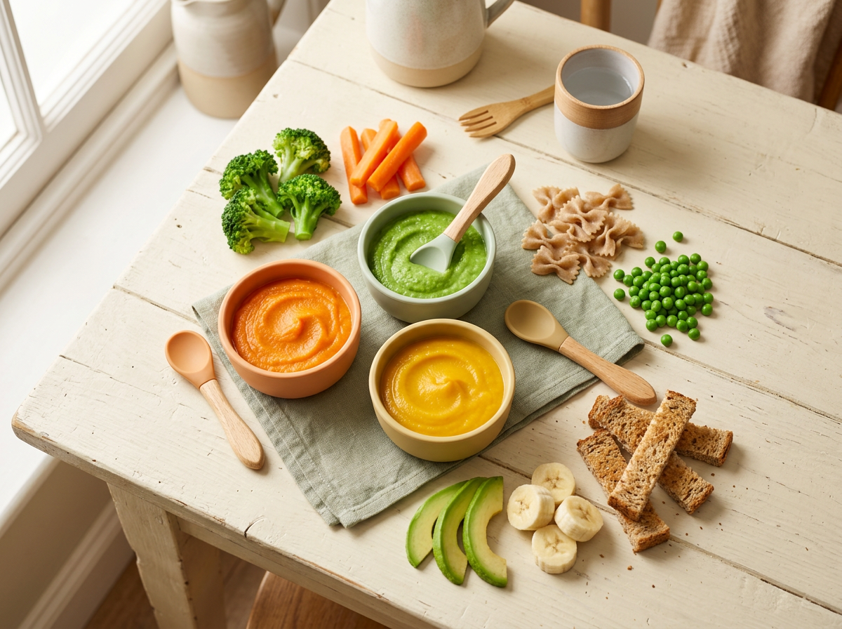 Pappe colorate in ciotoline e finger food per lo svezzamento
